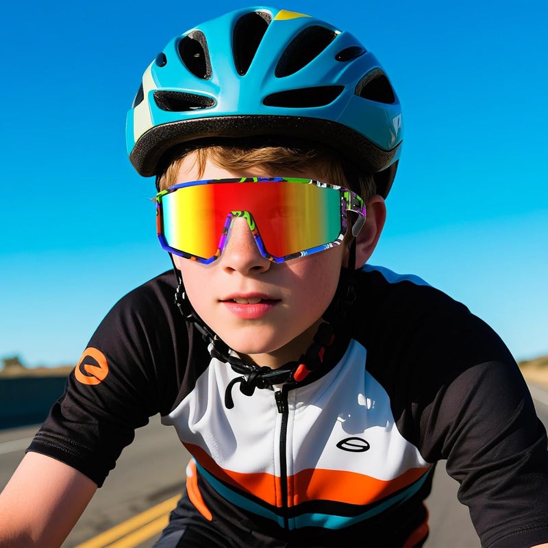 Derowern Youth Baseball Sunglasses, Kids Polarized Sports Sunglasses,UV400 Protection Glasses for Boys Girls Softball Cycling - Image 2